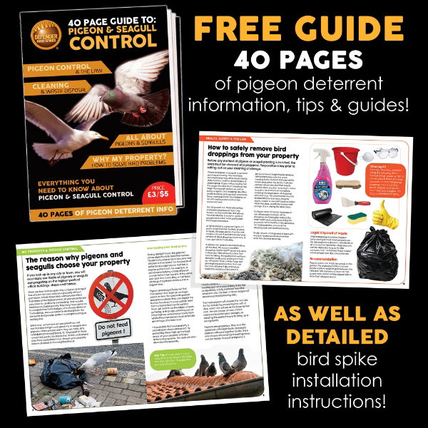 The Defender® Stainless Steel Pigeon spikes come with a FREE Bird Control Guide