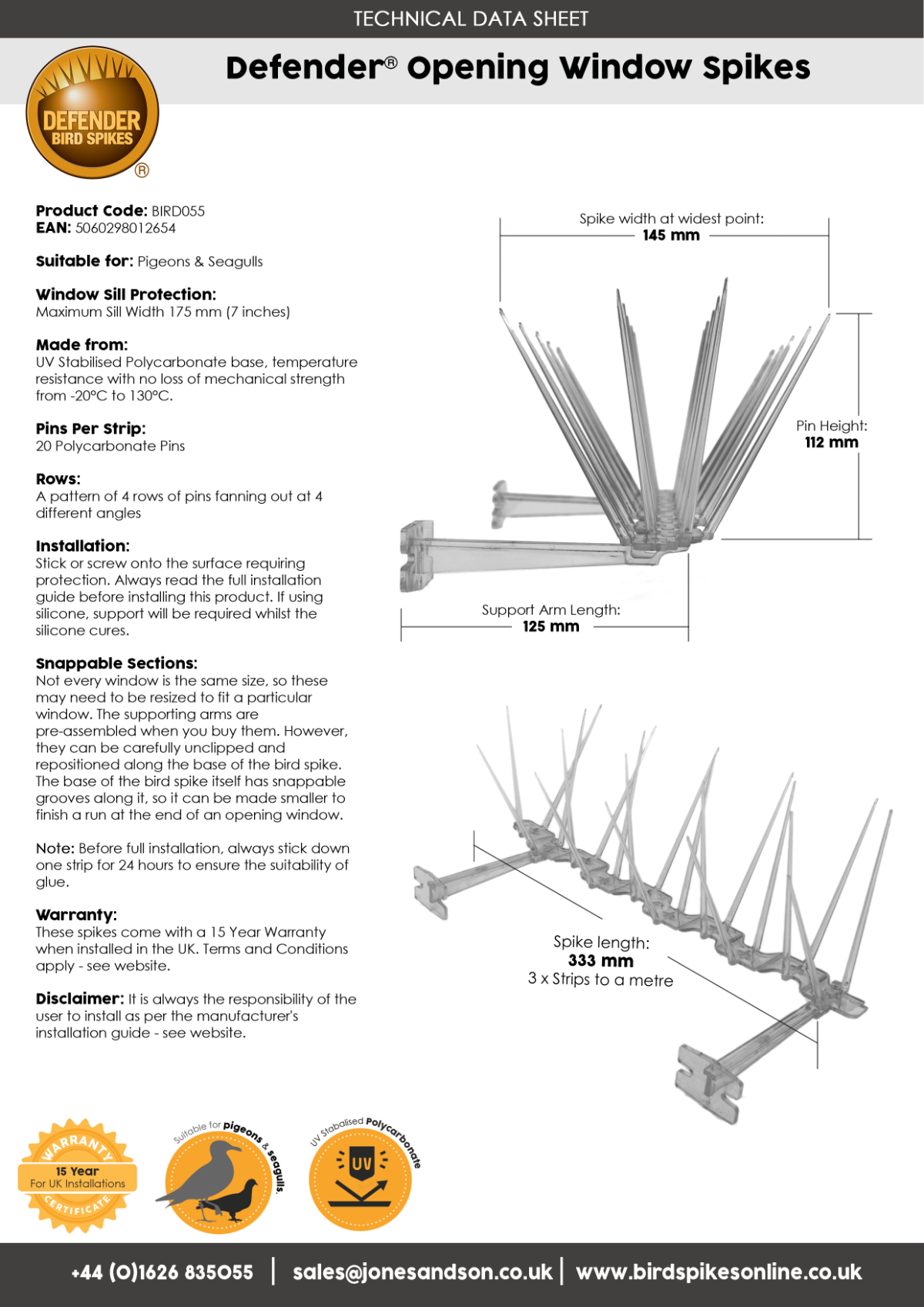 Defender® Opening Window Spikes