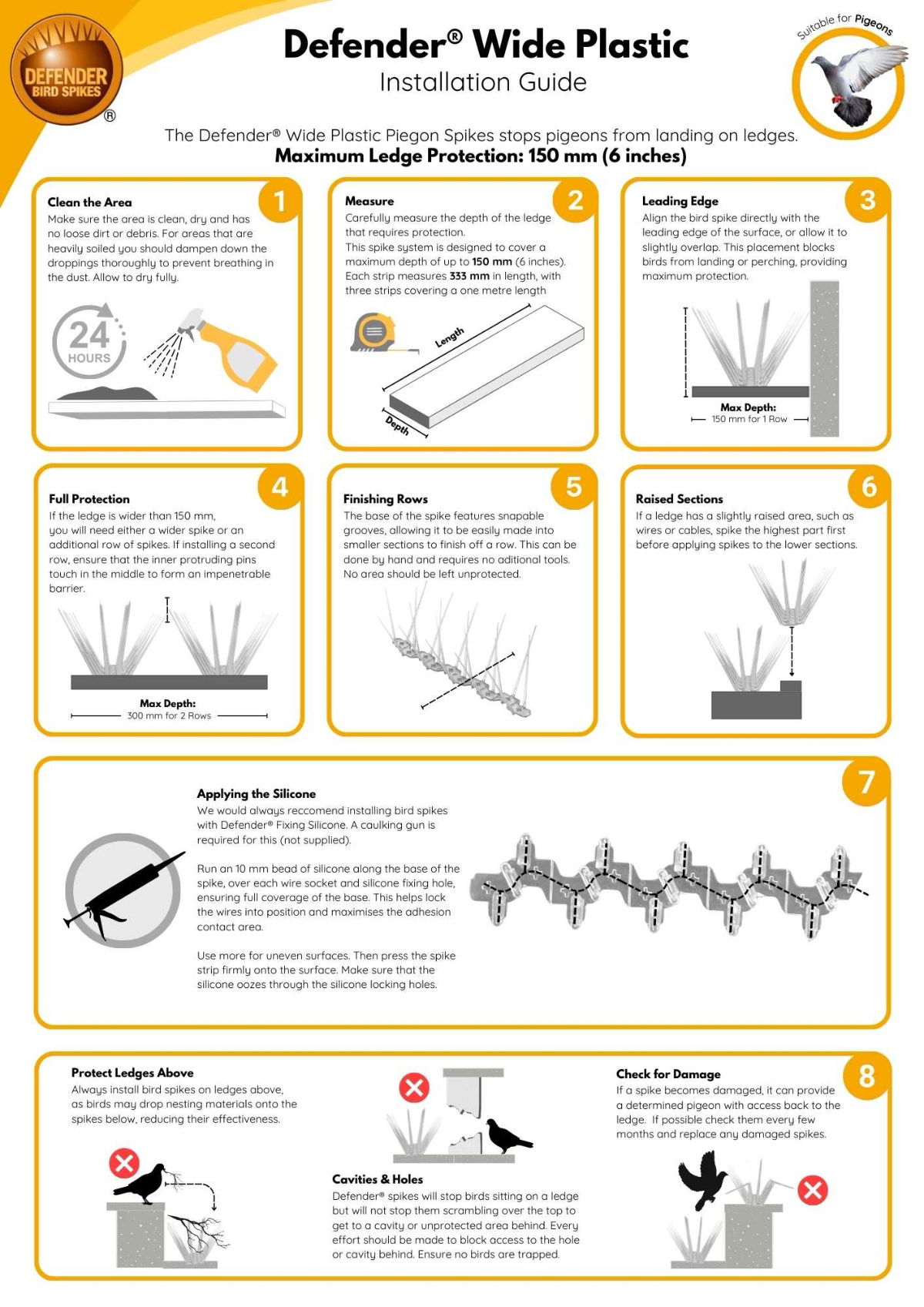 Technical Install Guide - Defender Wide Plastic Spikes