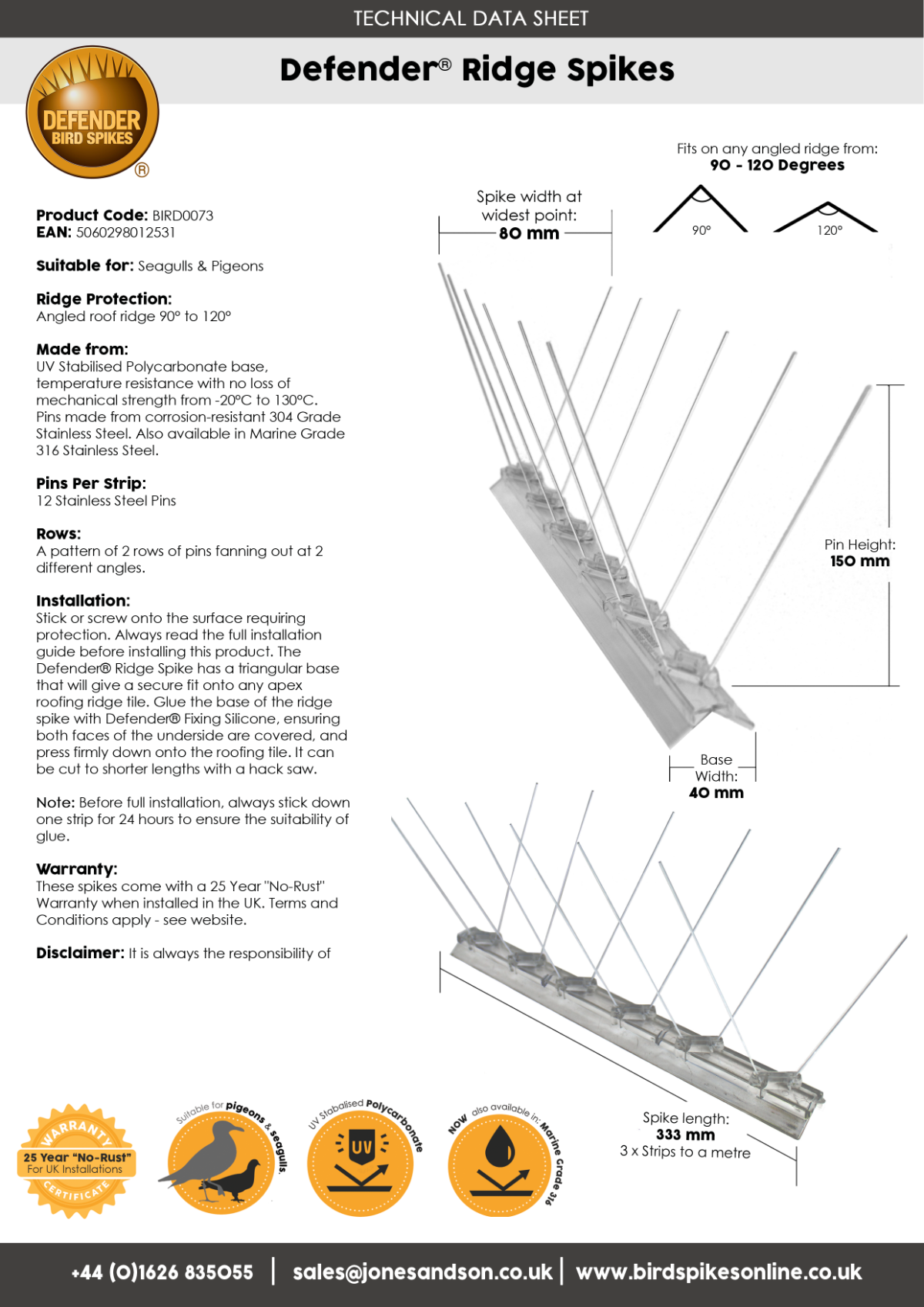 Defender® Ridge Spikes