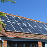 Defender Solar Panel Bird Excluders installed on a roof top solar panel