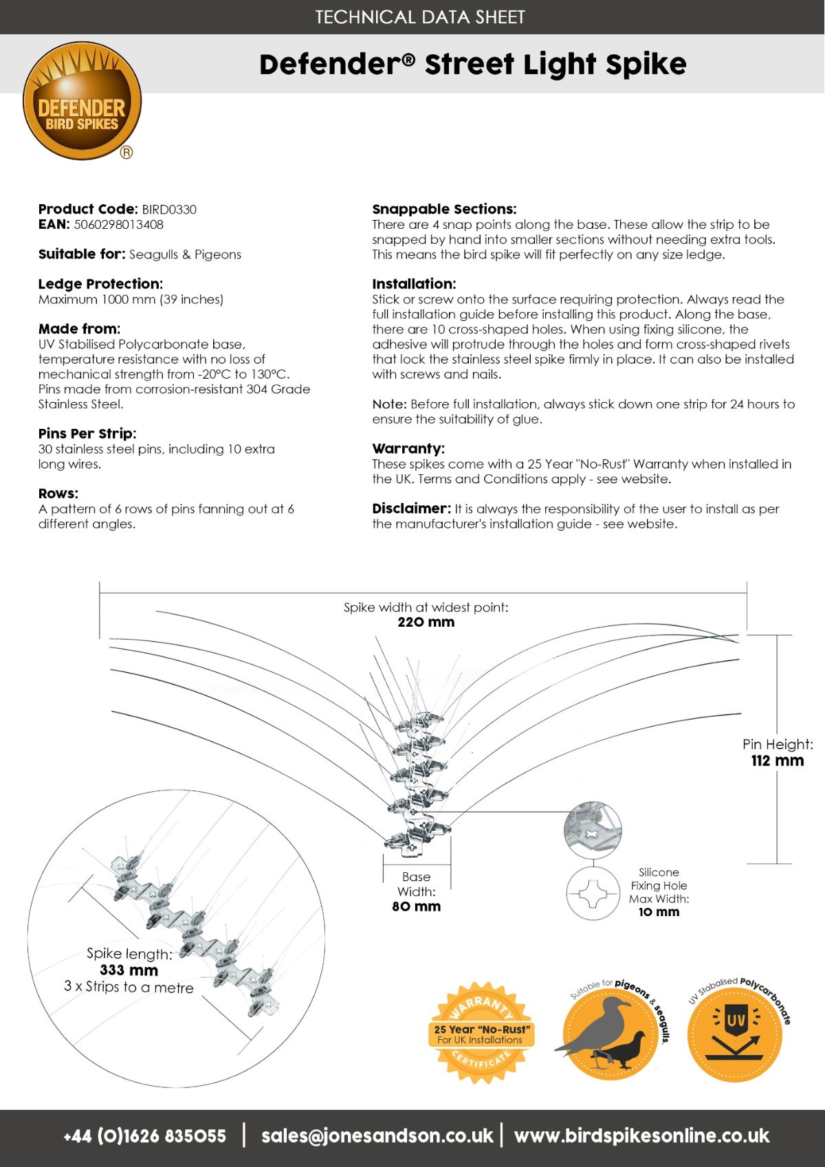 Data Sheet - Defender Street Light Spike