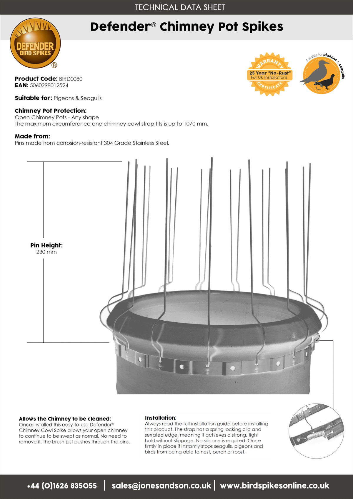 Defender® Chimney Pot Spikes